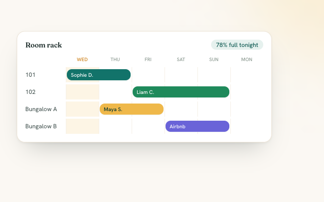 Studiofy room-rack reservation calendar